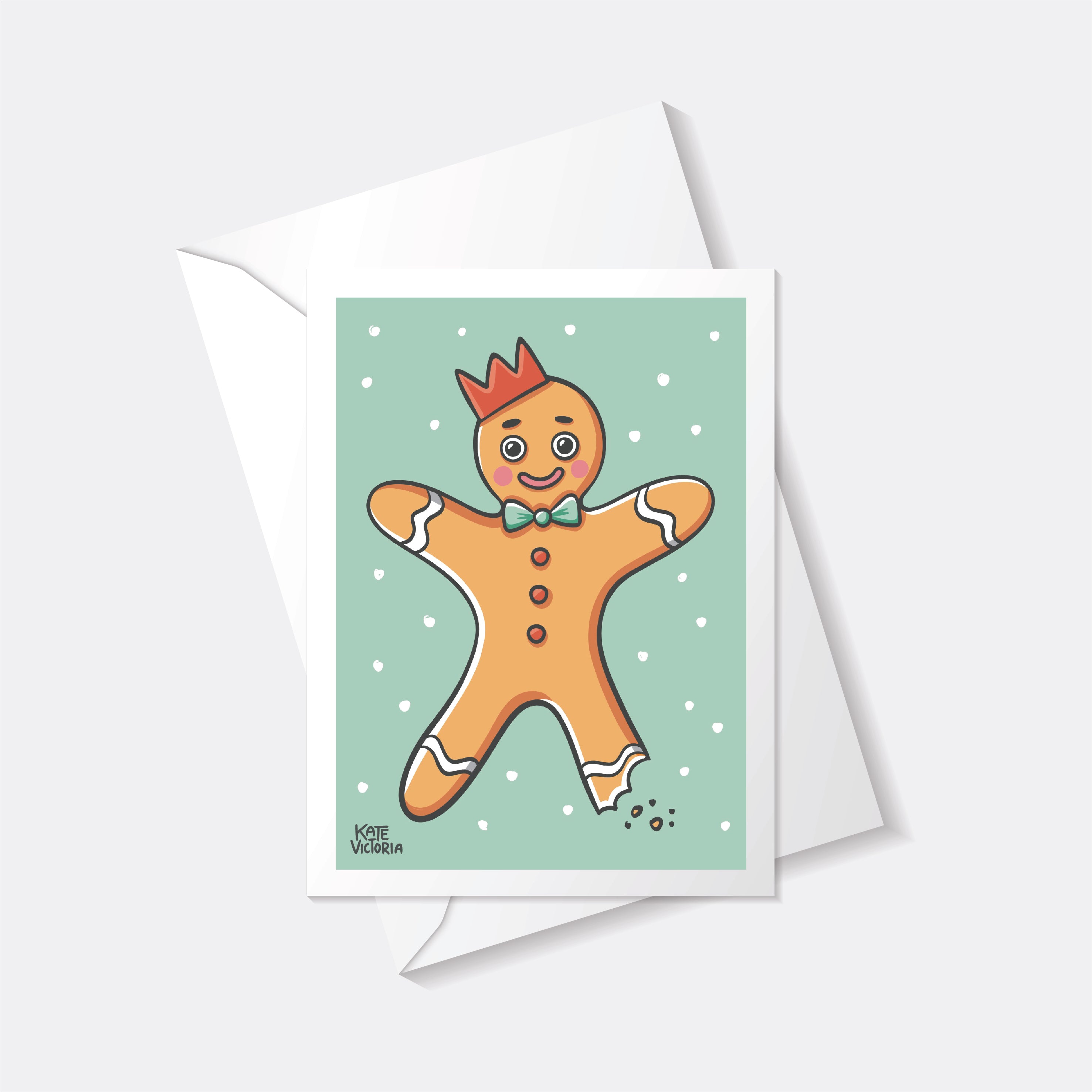 Gingerbread Cards Christmas Gingerbread Greeting Card – Kate Victoria Creative