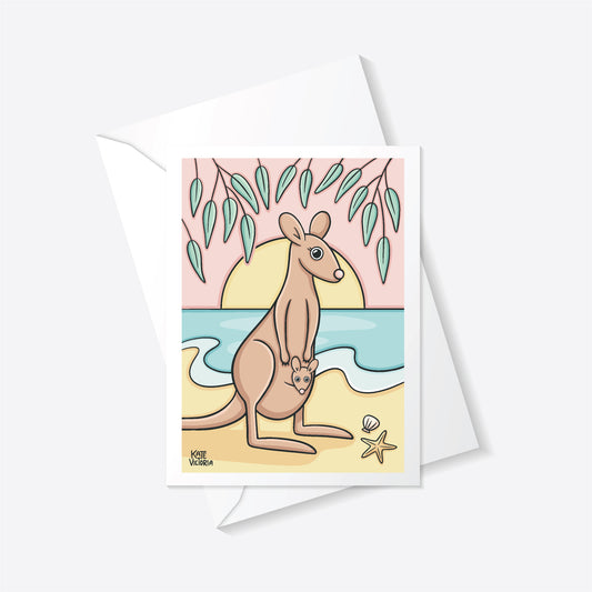 Kangaroo Pink Greeting Card