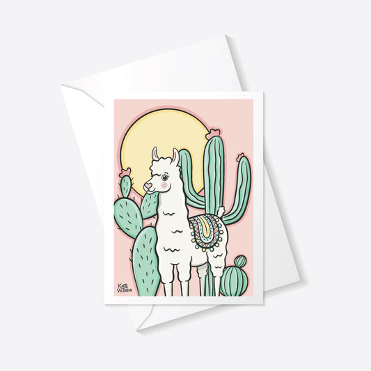 Llama Pink Greeting Card