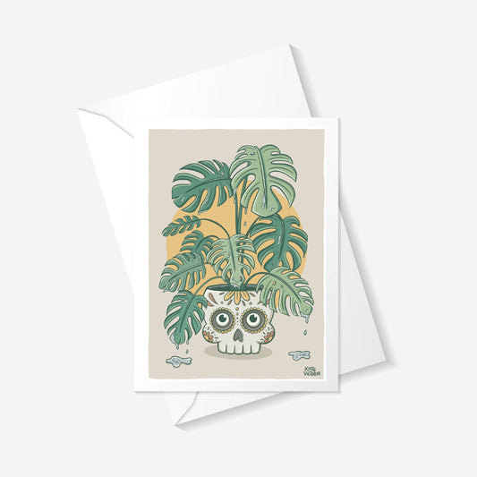 Monstera Skull Greeting Card