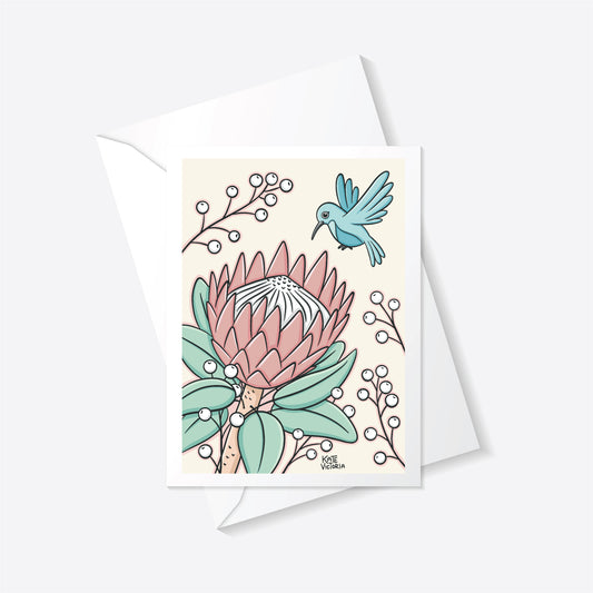 Protea & Sunbird Greeting Card