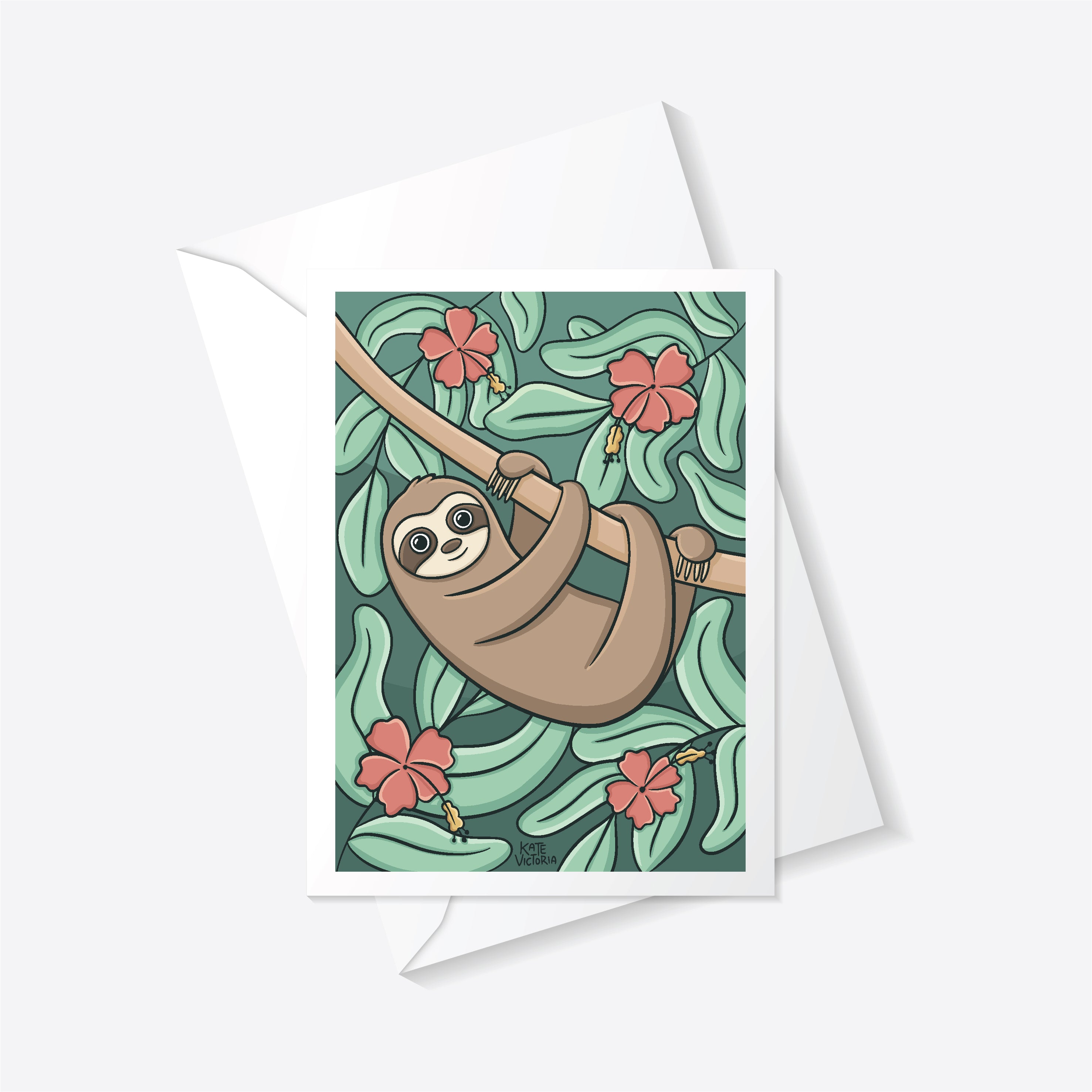 Sloth Greeting Card – Kate Victoria Creative